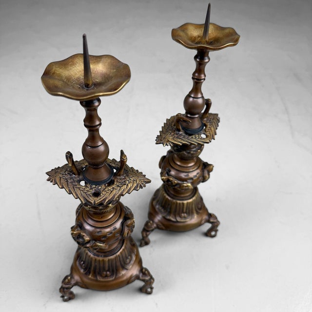 1960s Japanese Altar Candlesticks with Cranes, 1960s, Set of 2 For Sale - Image 5 of 12