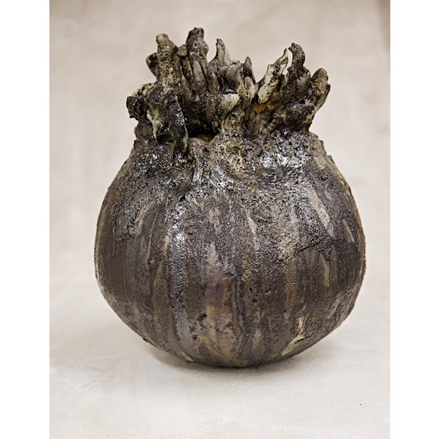 2020s Carbon Sculpted Moon Jar One of a Kind Hand Made For Sale - Image 5 of 9