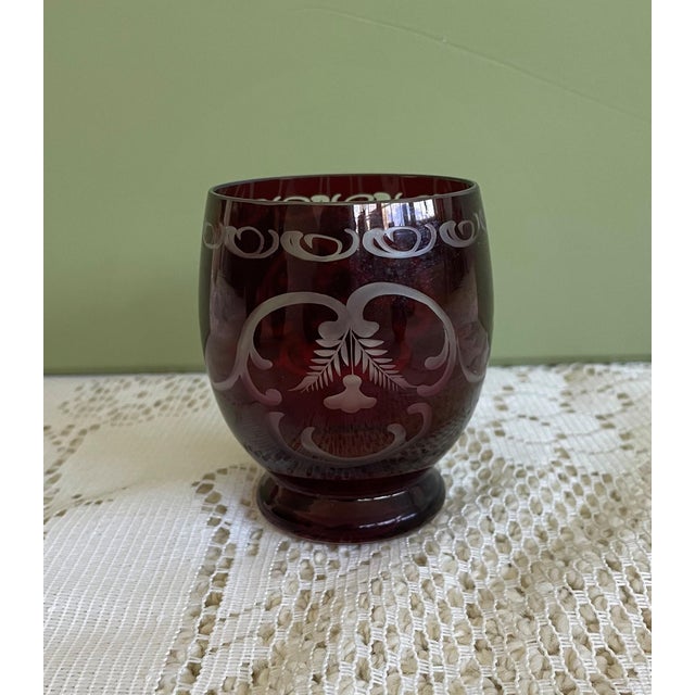 Vintage Bohemian Crystal Decanter Set With Glasses- 6 Pieces For Sale - Image 4 of 5