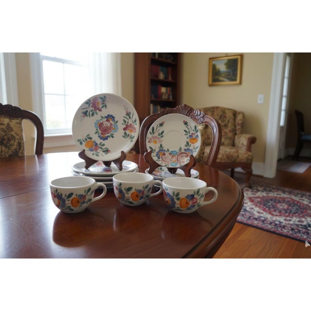 Vintage Varoslodi Majolica Hungary Hand-Painted Folk Art Set - 11 Piece For Sale - Image 15 of 15