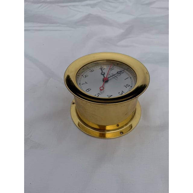 Nautical Mid-Century Chelsea Shipstrike Brass Nautical Wall Bell Clock For Sale - Image 3 of 7