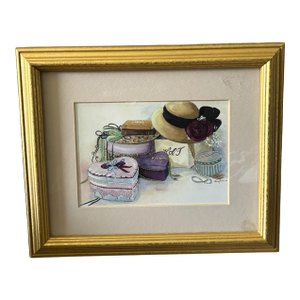 Framed Vintage Peggy Reimel Abrams "Hat Box" Print
