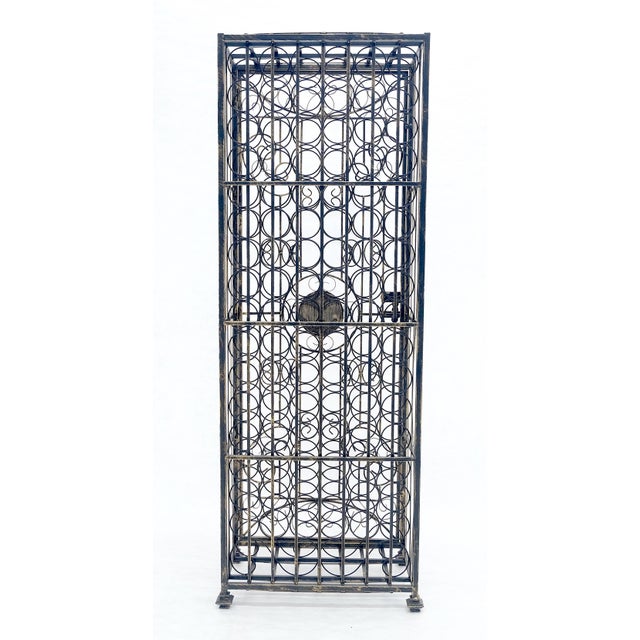 Metal Very Large 96 Bottles Cage Shape Wine Rack Locker Wrought Iron For Sale - Image 7 of 15