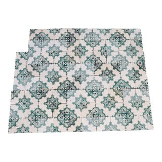Antique 1920s Set of 78 Antique Large Art Deco Geometric Floral Tiles Portuguese For Sale