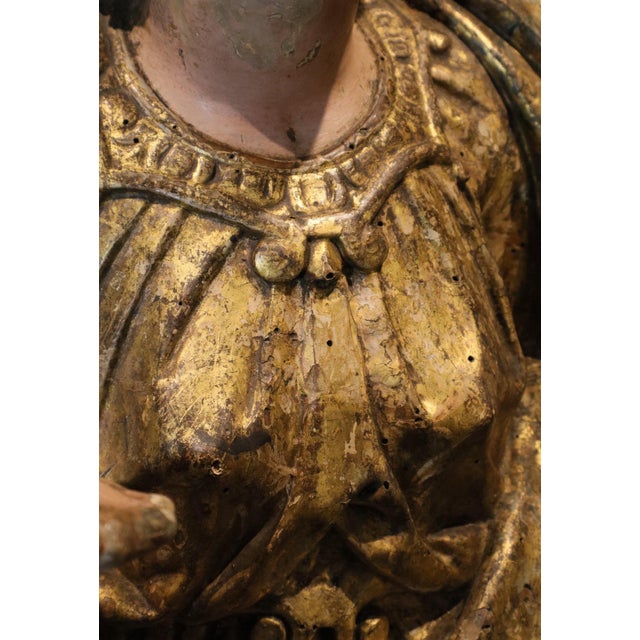 Aniello Stellato, Saint John and Saint Catherine, 17th Century, Wood, Set of 2 For Sale - Image 12 of 16