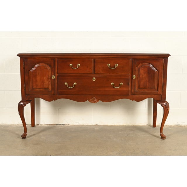 Ethan Allen Georgian Solid Cherry Wood Sideboard Credenza or Buffet For Sale - Image 17 of 17