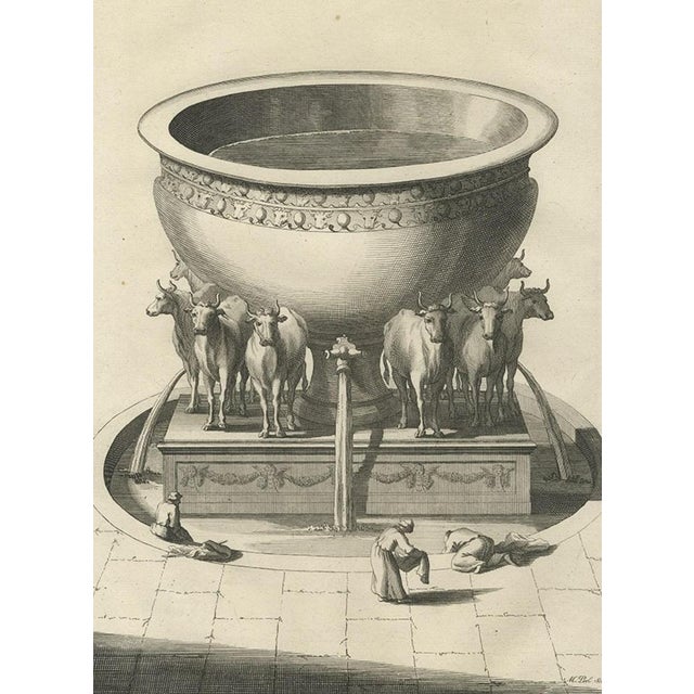 Two religious images on one sheet titled 'Copper Sea in the Temple of Solomon' and 'Crossing the Copper Sea of ​​the...