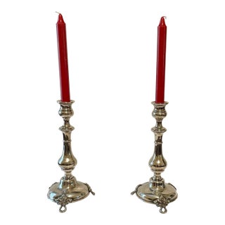 Danish Hallmarked Silver Candle Holders, a Pair For Sale