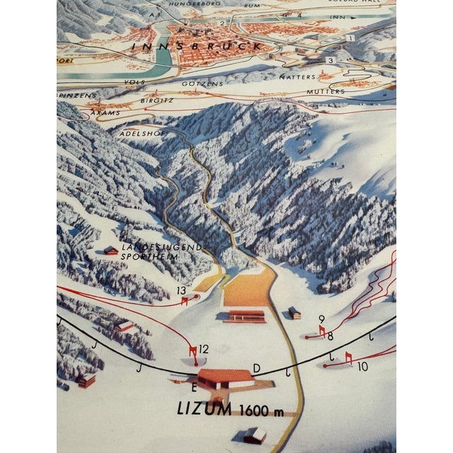 1964 Innsbruck Austria Winter Olympics Poster Heinrich Berann Panorama Map For Sale In Pittsburgh - Image 6 of 12