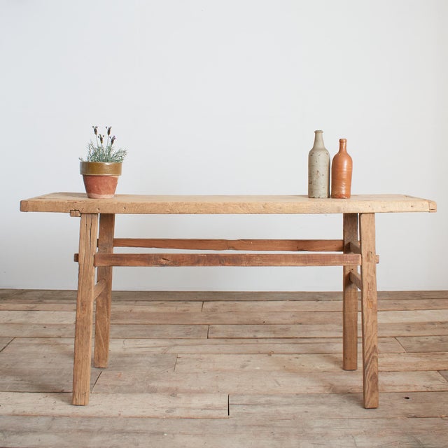 Antique Rustic Elm Console Table For Sale - Image 10 of 10