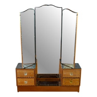 Glass Dressing Table in Fruit Wood, 1950 For Sale