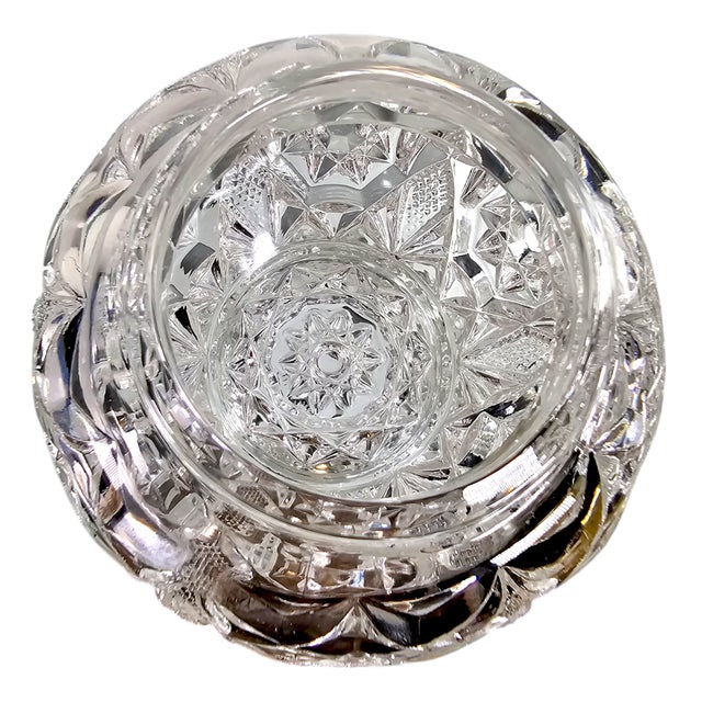 Crystal Glass & Gilded Copper Lid Dresser Jar Matched Pair 4.5" For Sale - Image 9 of 9