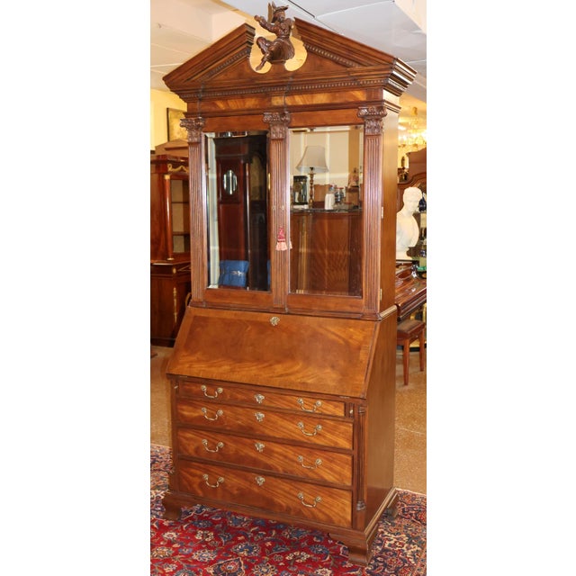 Traditional 1990 Baker Furniture Stately Homes Mahogany Georgian Style Drop Secretary Desk For Sale - Image 3 of 18
