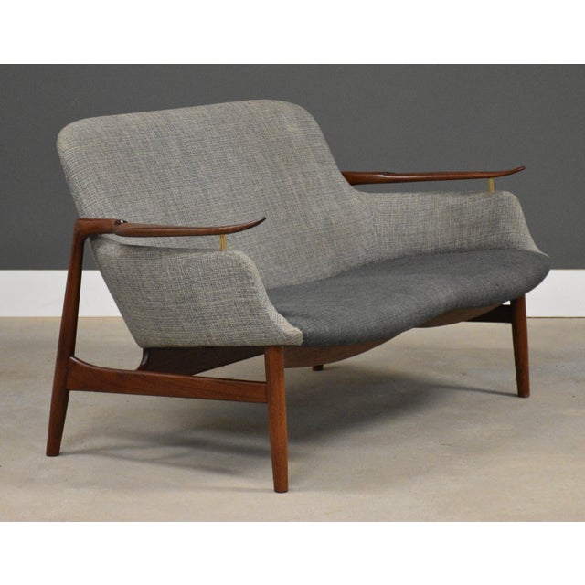 Mid-Century Modern 1950s Finn Juhl Nv-53 Teak Loveseat Sofa Settee For Sale - Image 3 of 15