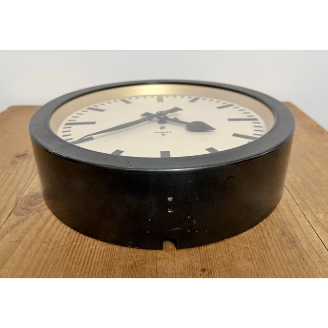 Black Industrial Factory Wall Clock from Siemens, 1950s For Sale - Image 14 of 18