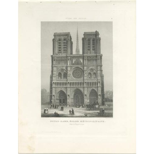Paris Landmarks: Notre Dame, Vendôme, Molière, Engravings, 1855, Set of 3 For Sale - Image 4 of 9