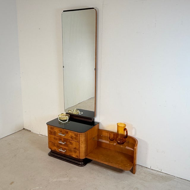 Vintage Burl Walnut Dressing Table by Jindřich Halabala for Up Závody, 1957 For Sale - Image 3 of 14