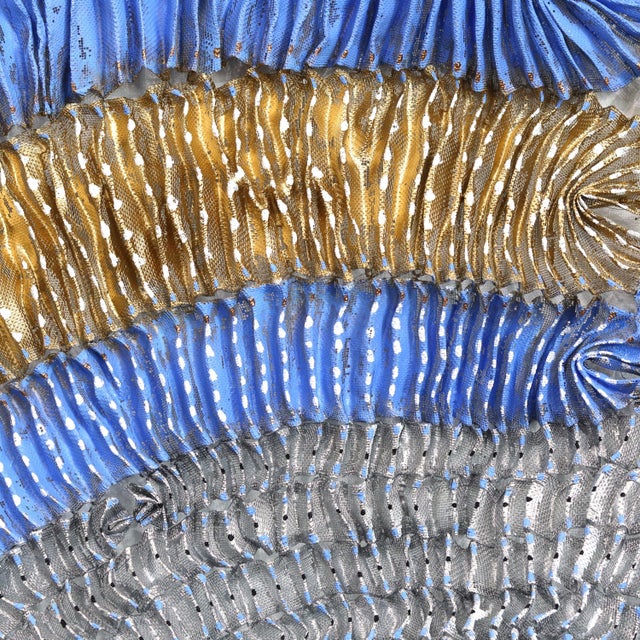 Sujoon Periwinkle Gold Ring - Original Large-Scale Oversized Abstract Aluminum Mesh Wall Sculpture by Atticus Adams For Sale In Los Angeles - Image 6 of 9