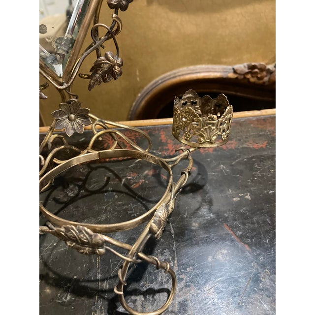 Amazing Antique French Toleware Jewellery /Trinket Stand, Mirror & Glass Casket For Sale In New York - Image 6 of 7