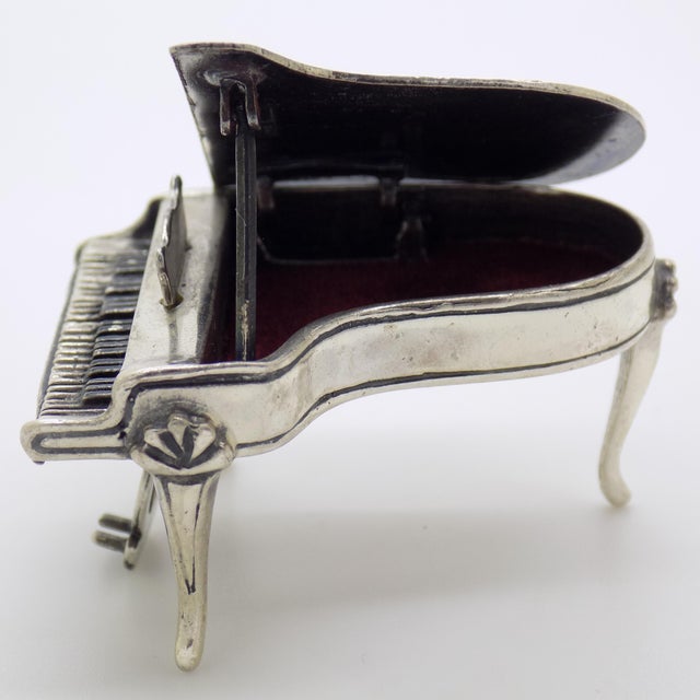 Silver Vintage Italian Handmade Genuine Sterling Silver 925 Piano Instrument Figurine / Pill Snuff Trinket Box For Sale - Image 8 of 14