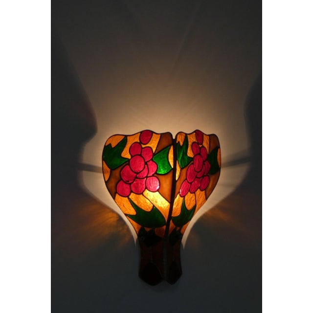 1990s Tiffany Style Polycarbonate Wall Lights by Flair, 1990s, Set of 2 For Sale - Image 5 of 12