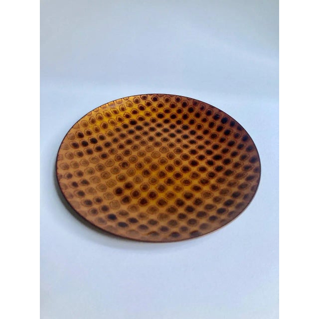 Ketura Crafts, Kibbutz artisans Israel Copper and Brown Polka Spots Enameled Copper Dish. Jewelry. Vanity. Soaps....