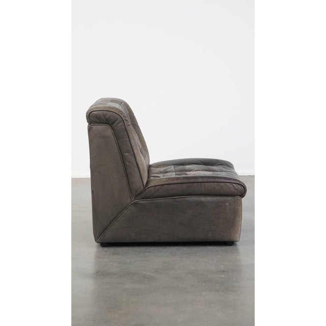 Vintage Gray Leather Armchair, 1970s For Sale - Image 3 of 12