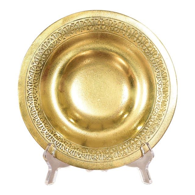 Tiffany Studios New York Bronze Doré Bowl With Decorative Border For Sale
