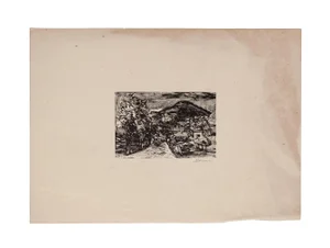 Mino Maccari, Landscape, Original Woodcut Print on Paper, Mid-20th Century