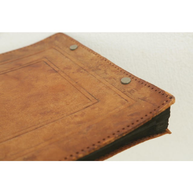 Brown 1940s Embossed Hand-Tooled Leather Photo Album or Scrapbook For Sale - Image 8 of 14
