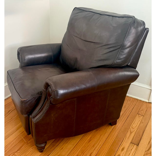 1990s Bernhardt Leather Recliner Club Chair For Sale - Image 9 of 14