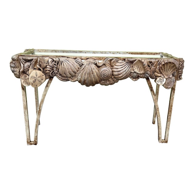 Vintage Mid-Century Italian Style Sculptural Seashell Console Table For Sale