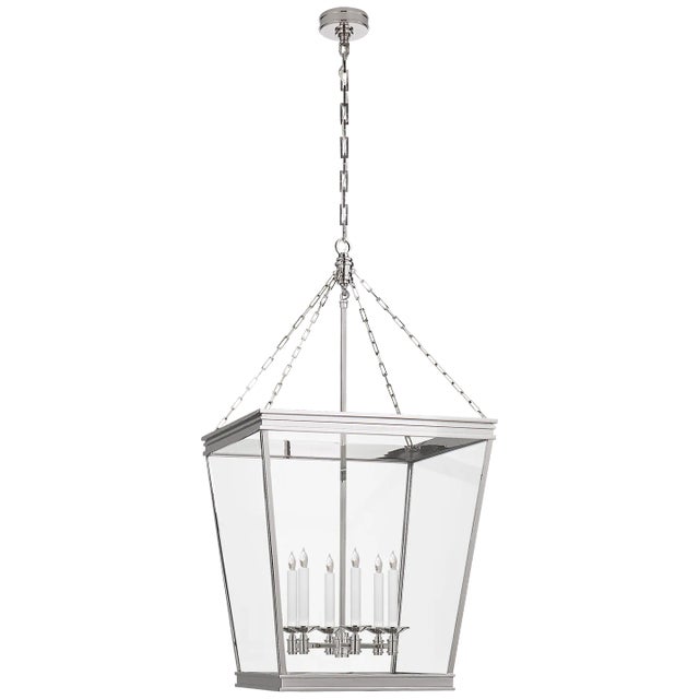 Launceton Large Square Lantern in Polished Nickel with Clear Glass Designer: Chapman & Myers Canopy: 6.25" Round Mounting:...
