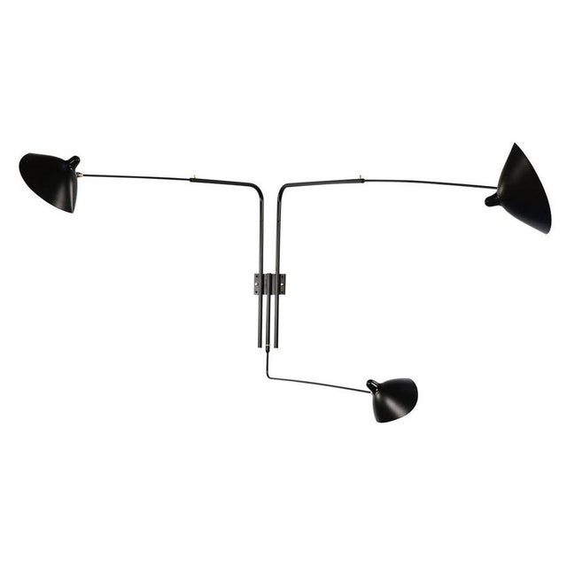 Black Three Rotating Straight Arms Wall Lamp by Serge Mouille For Sale - Image 12 of 12