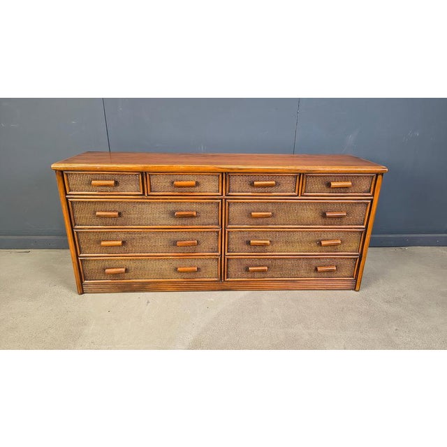 Vintage Rattan and Bamboo Chest of Drawers, 1970s For Sale - Image 10 of 12