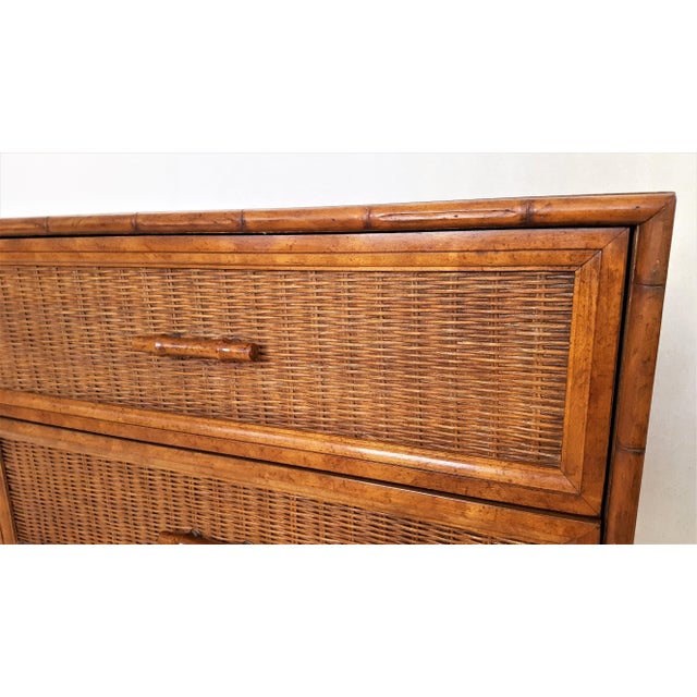 Vintage American of Martinsville Wicker & Faux Bamboo Nightstands a