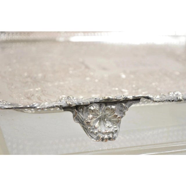 Antique Victorian Silver Plated Grapevine Repousse Platter Bar Tray W/ Monogram For Sale - Image 11 of 12