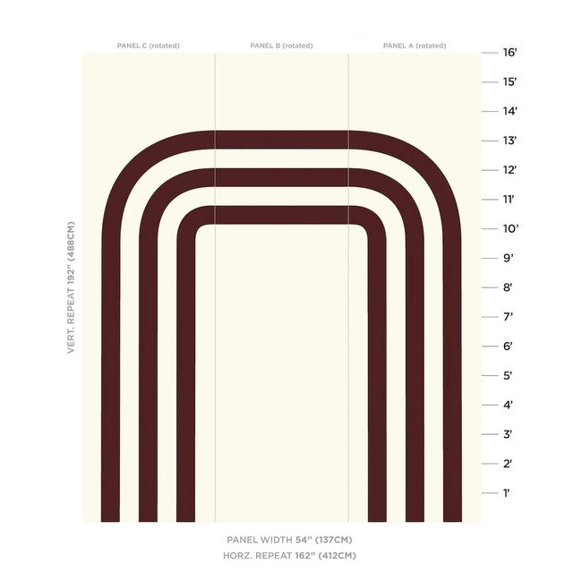 Modern Sample - Schumacher x Victor Glemaud Virginia Panel B in Bordeaux For Sale - Image 3 of 4