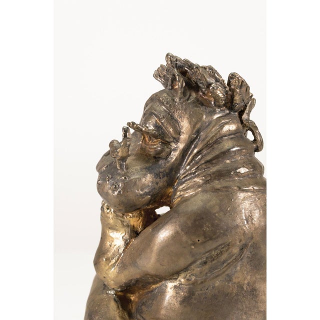 Modern Brutalist Fashionista Hippopotamus Cast Metal Sculpture Signed g.g. 1973 For Sale - Image 4 of 6