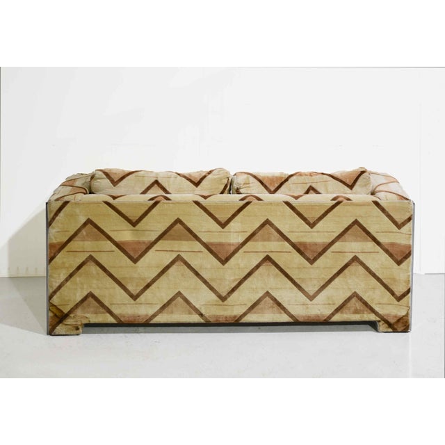 1970s Chrome Frame Sled Base Loveseat Geometric Chevron Upholstery For Sale In Chicago - Image 6 of 14