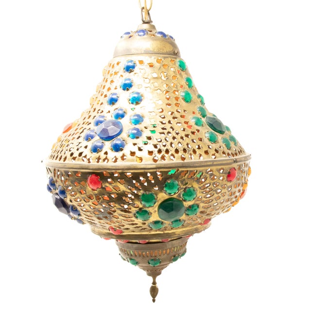 Mid 20th Century Moroccan Brass Hanging Lamp For Sale In Nashville - Image 6 of 11