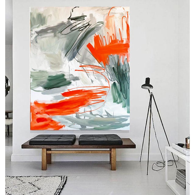 Scarlet "Krakatoa 1" by Trixie Pitts Large Abstract Expressionist Oil Painting For Sale - Image 8 of 12