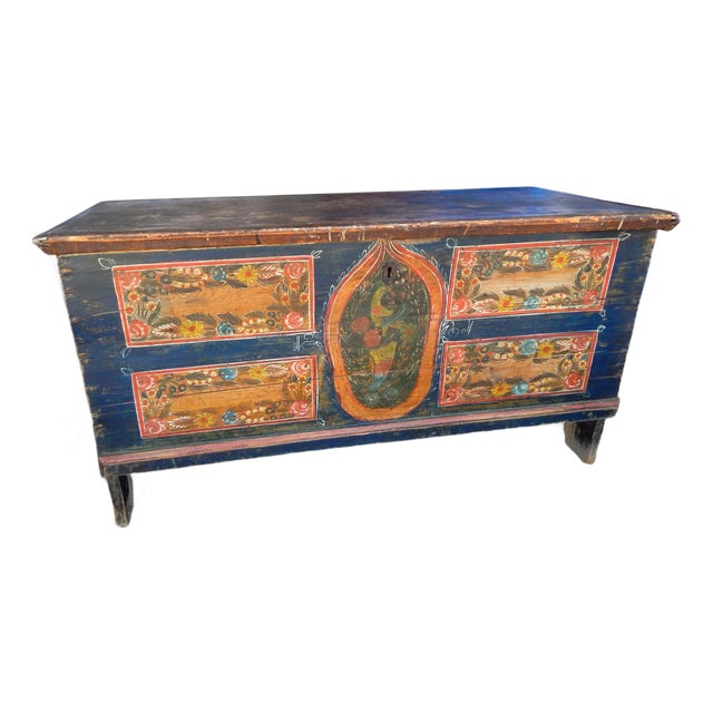 19th Century Painted European Blanket Chest For Sale