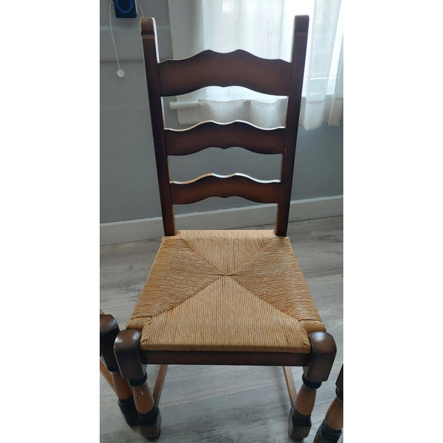 4 (Four) French Country Vintage Ladder Back Chairs For Sale - Image 4 of 5