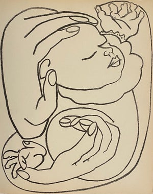 Françoise Gilot, Baby in Arms, Original French Mourlot Modernist Lithograph 1950s Francoise Gilot