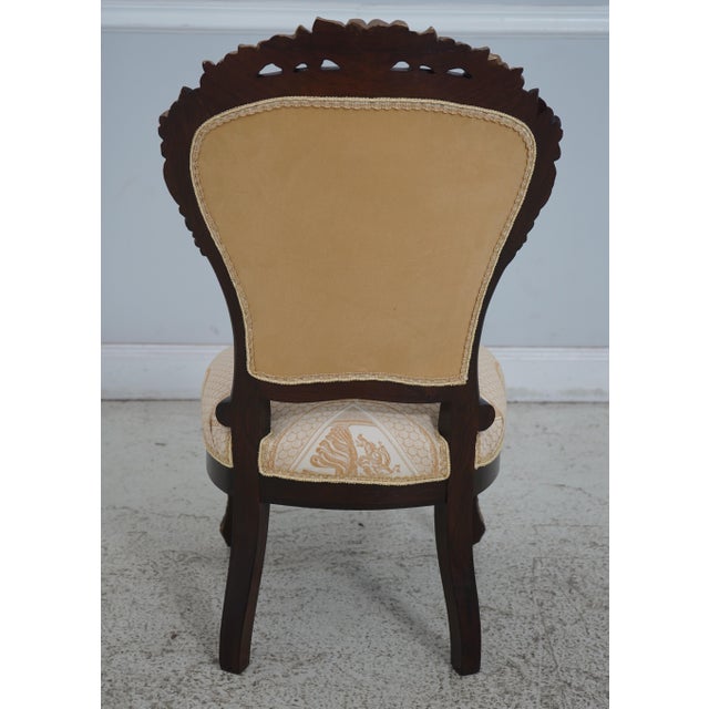 Pair Antique French Victorian Upholstered Parlor Chairs For Sale - Image 4 of 12
