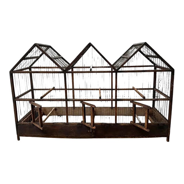 Large Antique 19th Century Architectural Model Primitive American Folk Art Birdcage For Sale