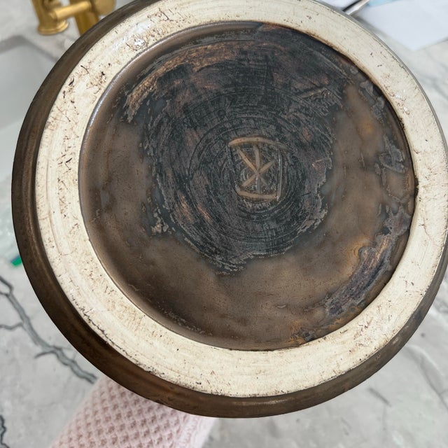 Bronze Sculptural Handmade Copper Pottery Signed For Sale - Image 8 of 8