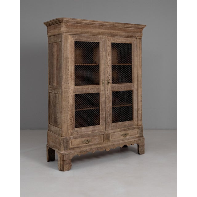 Wood 1880s French Provincial Oak Vitrine With Wire Mesh Doors For Sale - Image 7 of 18