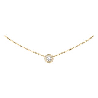 Late 20th Century 14K Yellow Gold Estate Champagne Diamond Slide Pendant Necklace For Sale